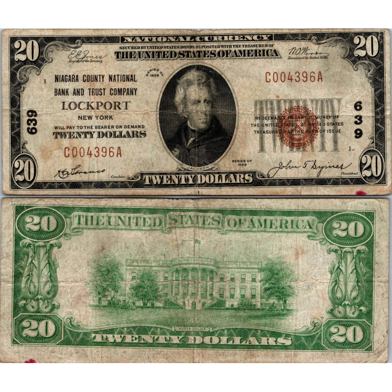 20 Dollars National Bank - LOCKPORT - New York - Serie 1929 - C004396A