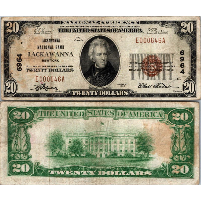 20 Dollars National Bank - LACKAWANNA - New York - Serie 1929 - E000646A