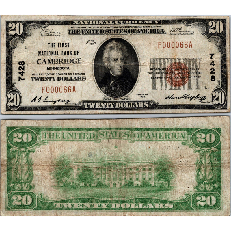 20 Dollars National Bank - CAMBRIDGE - Minnesota - Serie 1929 - F000066A